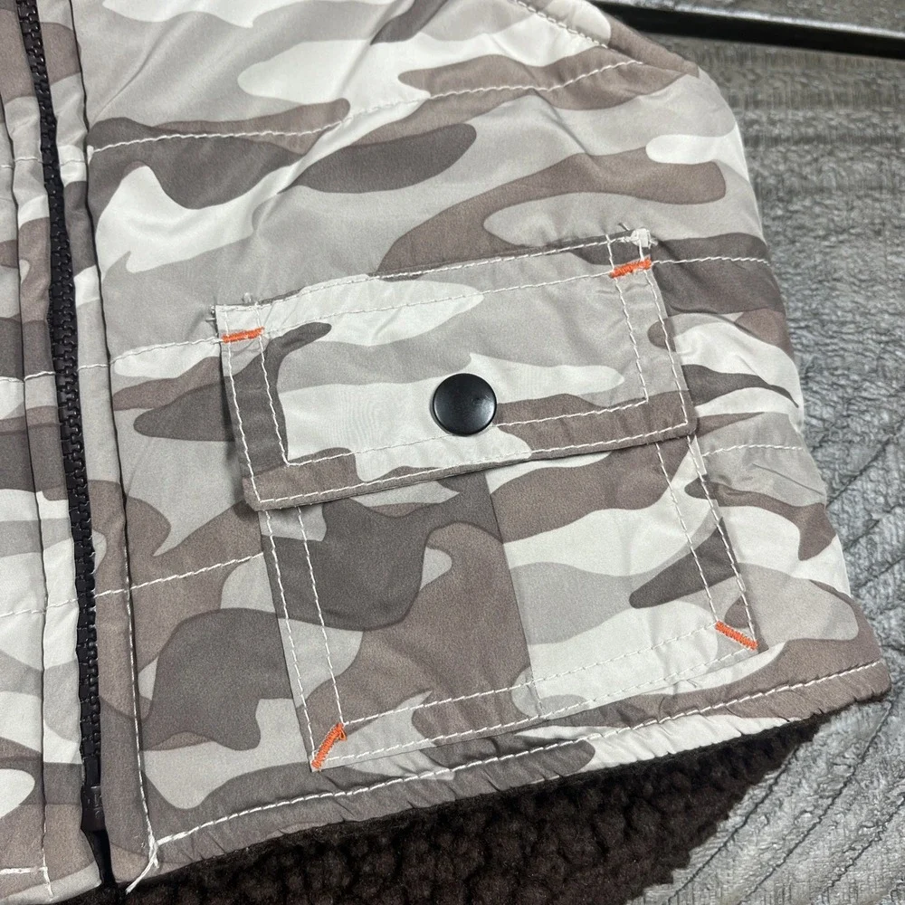Baby Gap Vest Puffer‎ 0-6 Months Army Military Camp Sherpa Lined